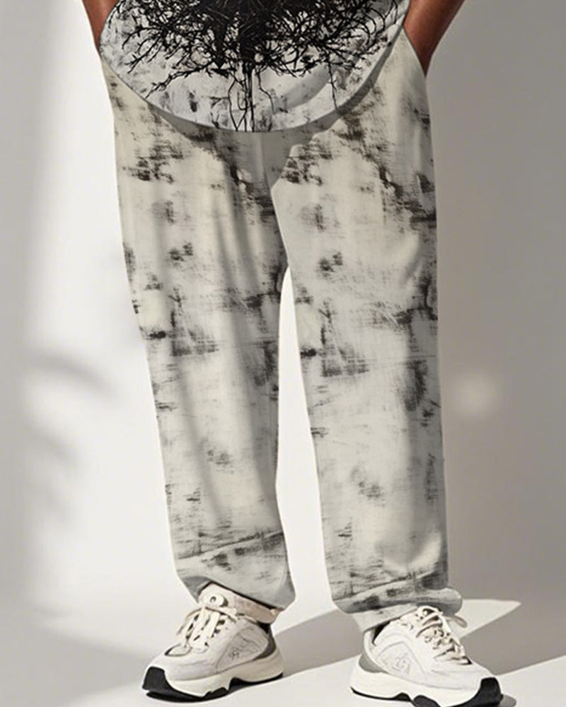 Big & Tall Geometric Graphic Patchwork Vest Pants Set for big men view 3