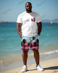 Big & Tall Hawaiian T-Shirt Shorts Set for big men view 2