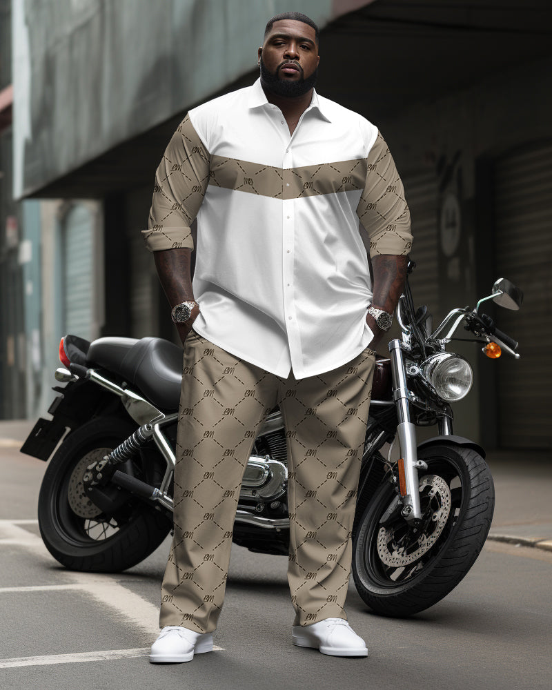 Big & Tall Graphic Business Casual T-Shirt Pants Set for big men view 1