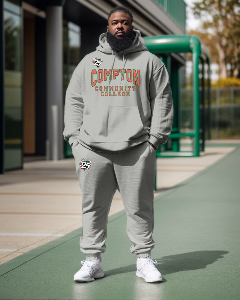 Big & Tall Graphic Athletic Hoodie Sweatpants Set for big men view 1