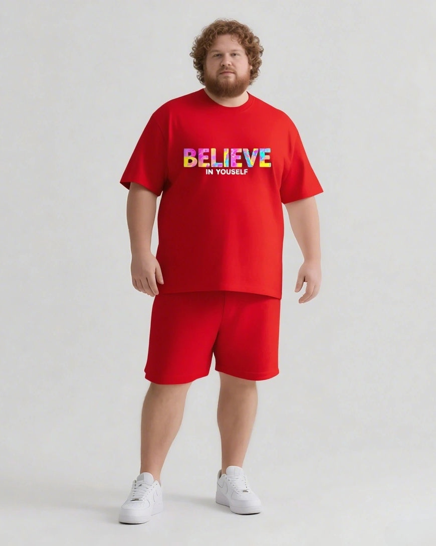 Big & Tall Graphic Streetwear T-Shirt Shorts Set for big men view 7