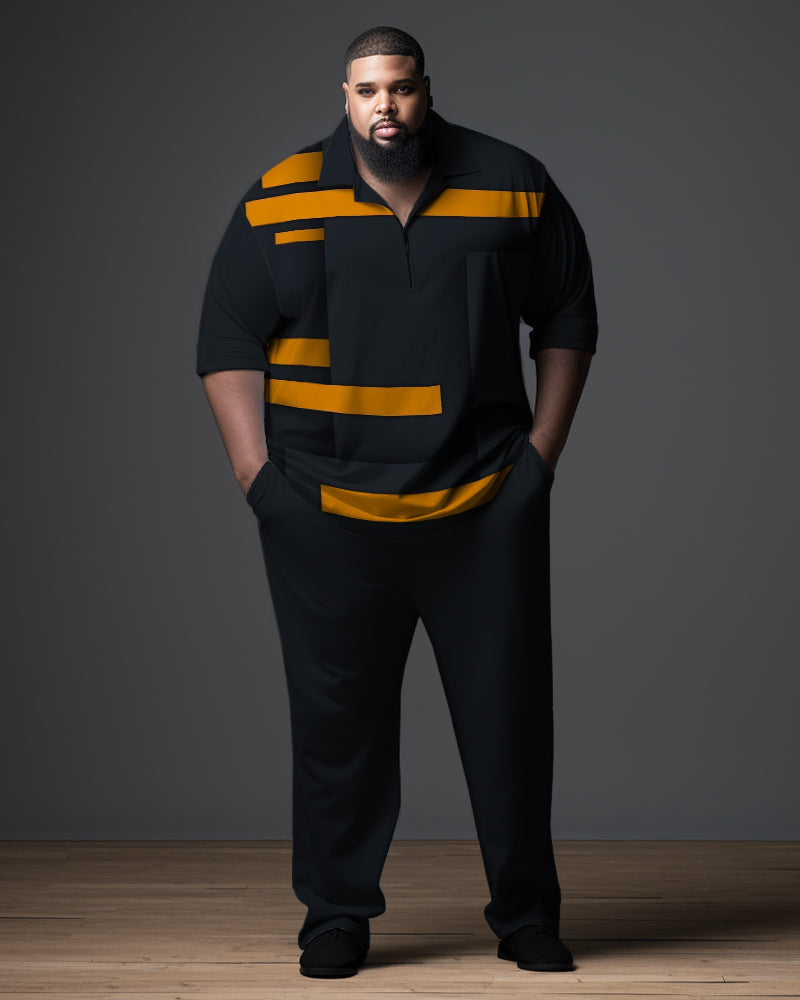 Big & Tall Colorblock Polo Pants Set for big men view 1