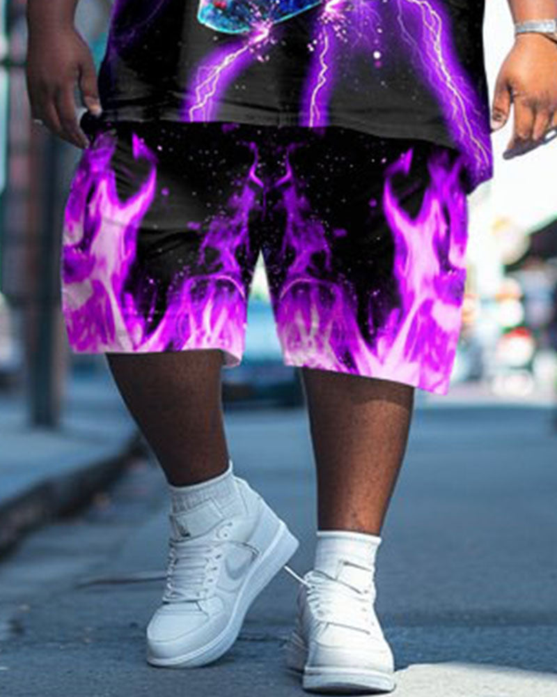 Big & Tall Graphic Streetwear T-Shirt Shorts Set for big men view 3
