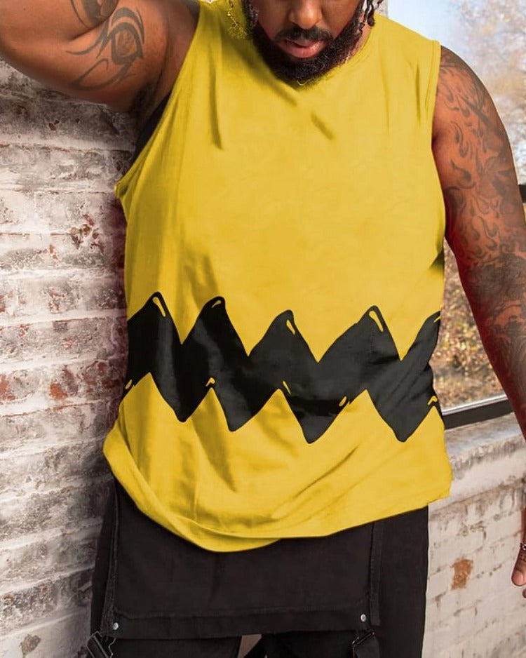 Big & Tall Yellow Graffiti Athletic Men's Clothing for big men view 1