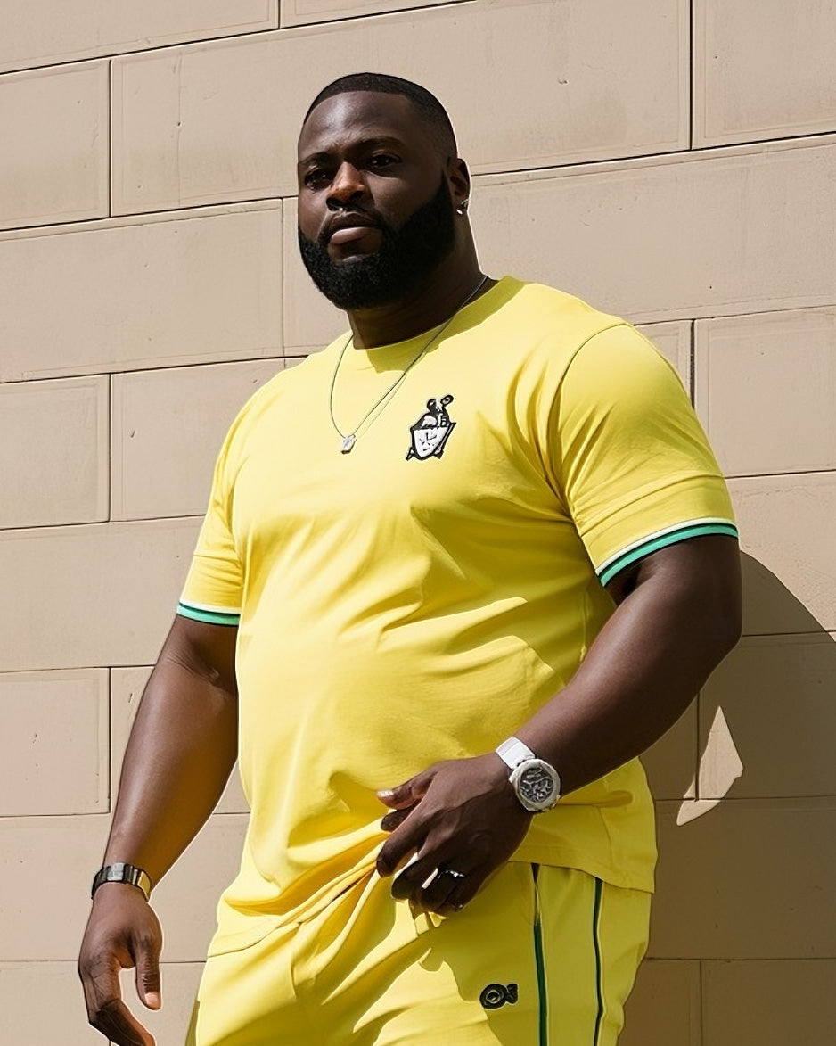 Big & Tall Striped Athletic T-Shirt Pants Set for big men view 3