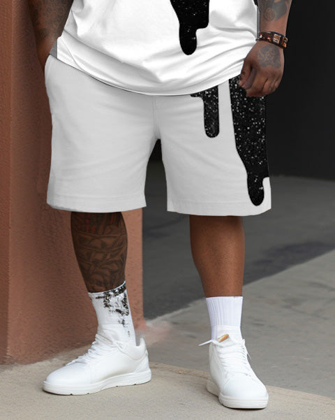 Big & Tall Colorblock Graffiti T-Shirt Shorts Set for big men view 3