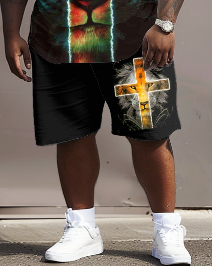 Big & Tall Streetwear T-Shirt Shorts Set for big men view 3
