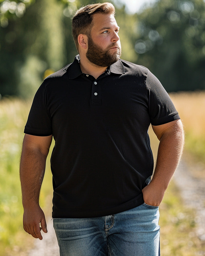 Big & Tall Solid Color Business Casual Polo Shirt for big men view 10