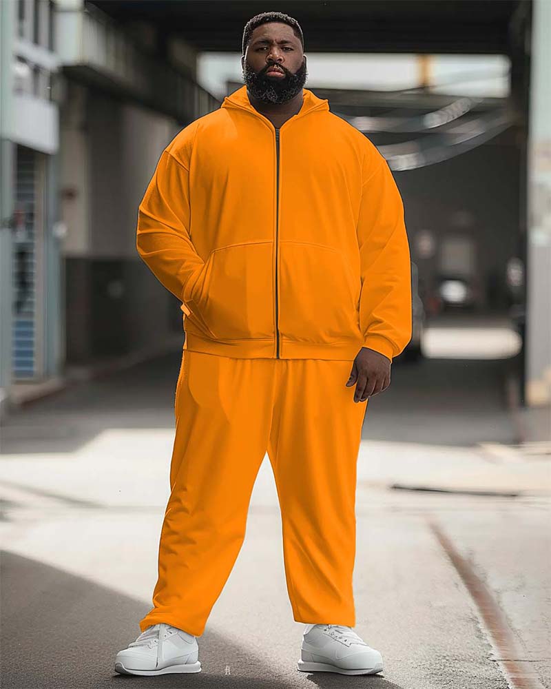 Big & Tall Solid Color Athletic Hoodie Sweatpants Set for big men view 10