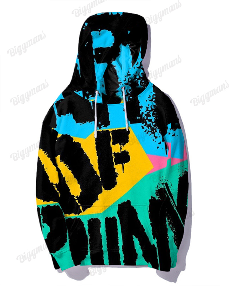 Big & Tall Graphic Graffiti Streetwear Hoodie for big men view 3