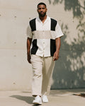 Big & Tall Geometric Graphic T-Shirt Pants Set for big men view 1