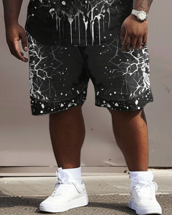 Big & Tall Graphic Streetwear T-Shirt Shorts Set for big men view 3