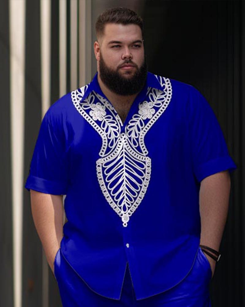 Big & Tall Business Casual T-Shirt Pants Set for big men view 2
