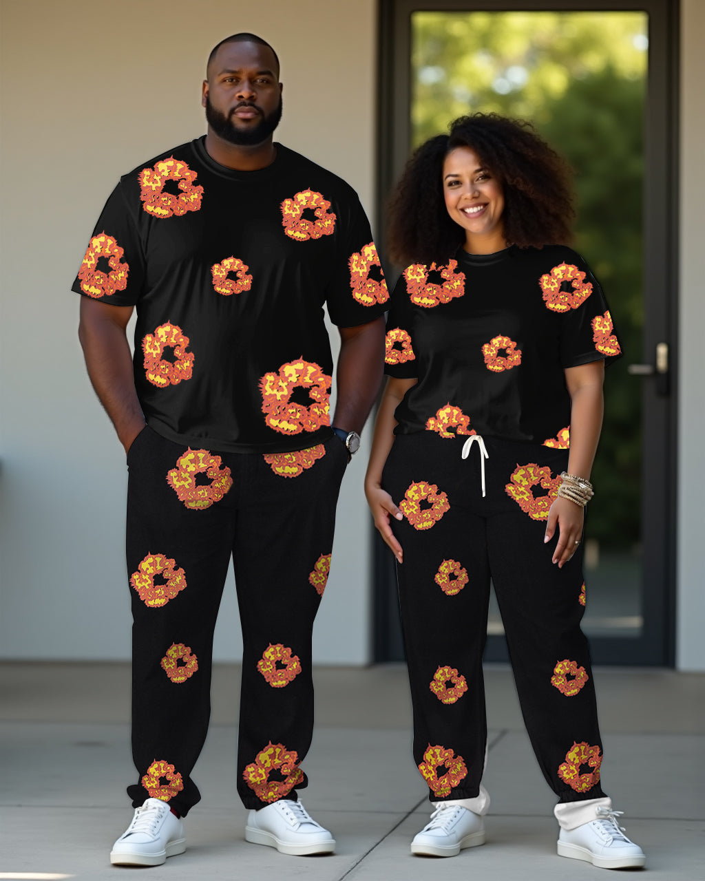 Big & Tall Floral T-Shirt Pants Set for big men view 1