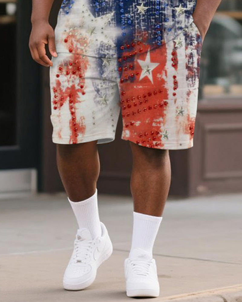 Big & Tall Graphic T-Shirt Shorts Set for big men view 3