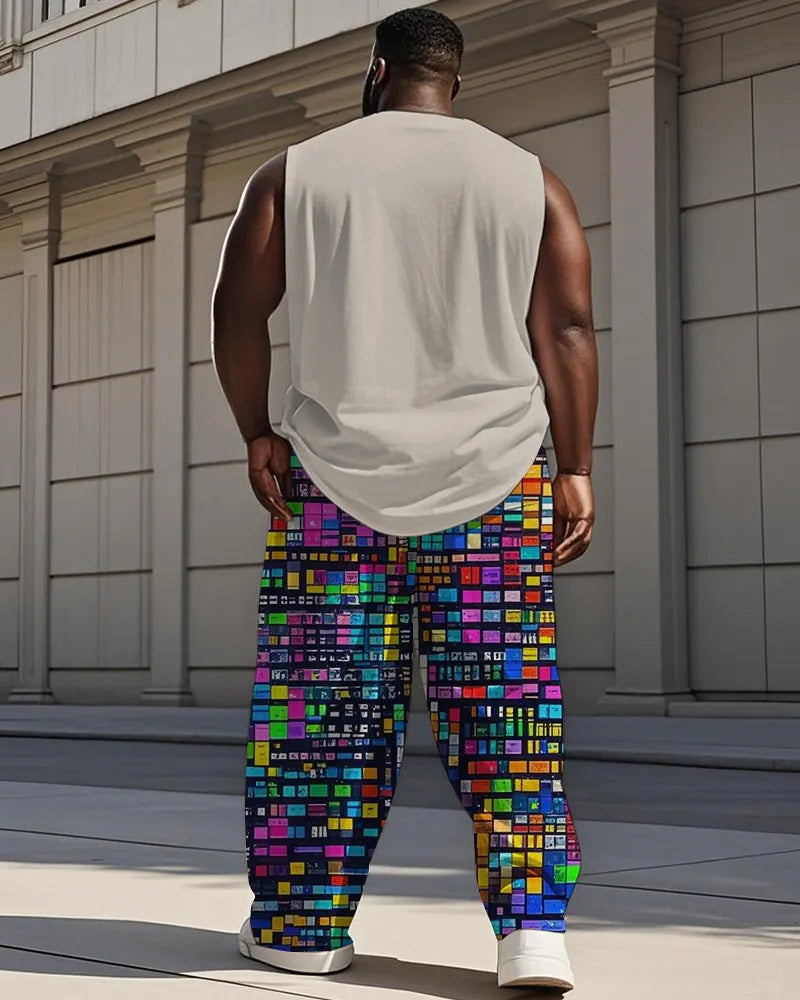 Big & Tall Graphic Vest Pants Set for big men view 4