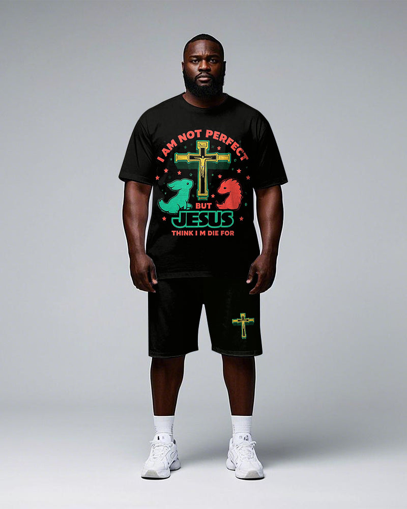 Big & Tall Streetwear T-Shirt Shorts Set for big men view 1