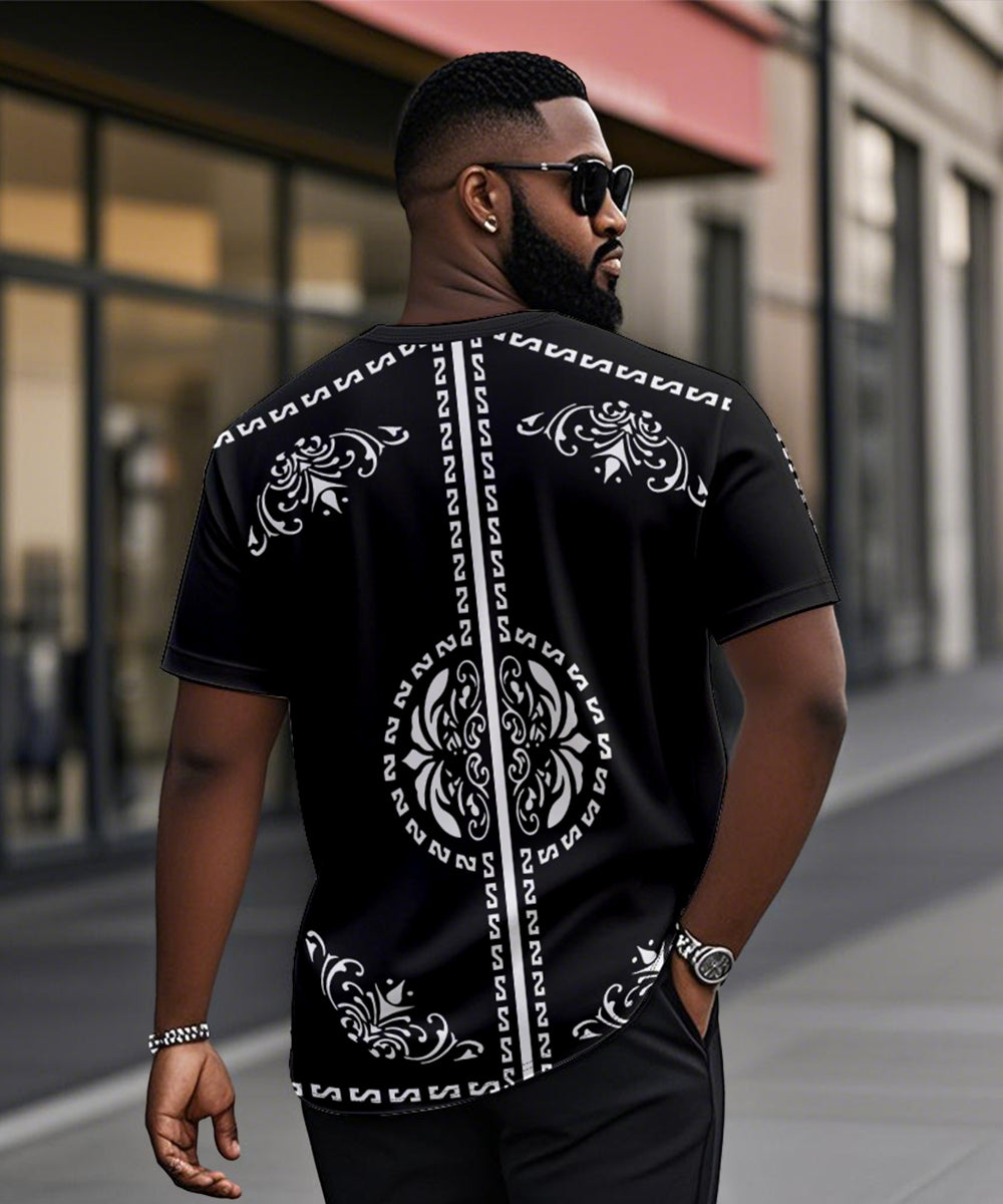 Big & Tall Black Vintage T-Shirt for big men view 2