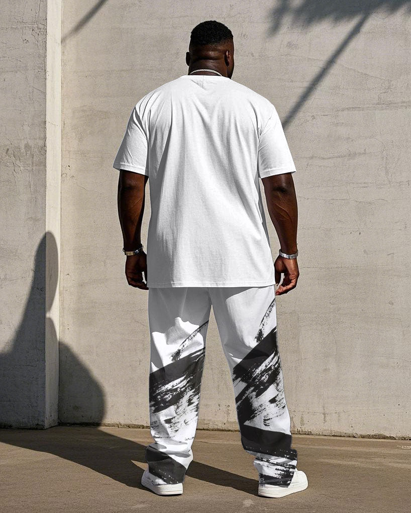 Big & Tall Graphic Streetwear T-Shirt Pants Set for big men view 4