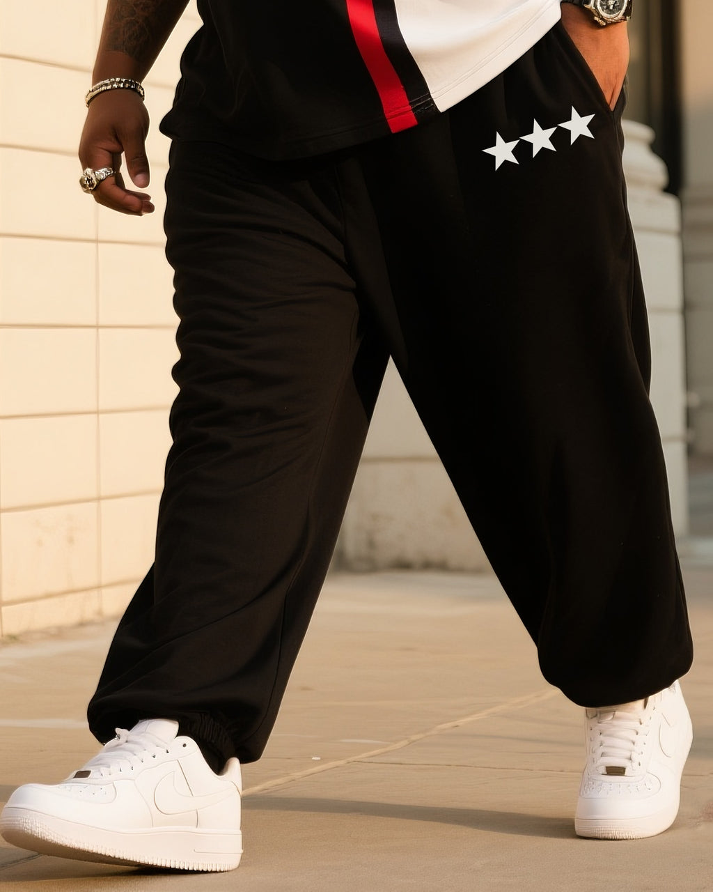 Big & Tall Colorblock Graphic Vest Pants Set for big men view 3