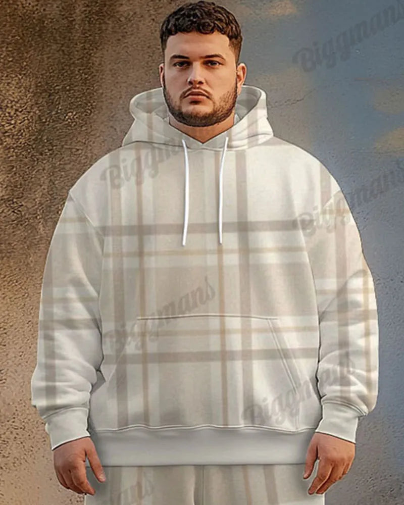 Big & Tall Plaid Graphic Hoodie Sweatpants Set for big men view 2