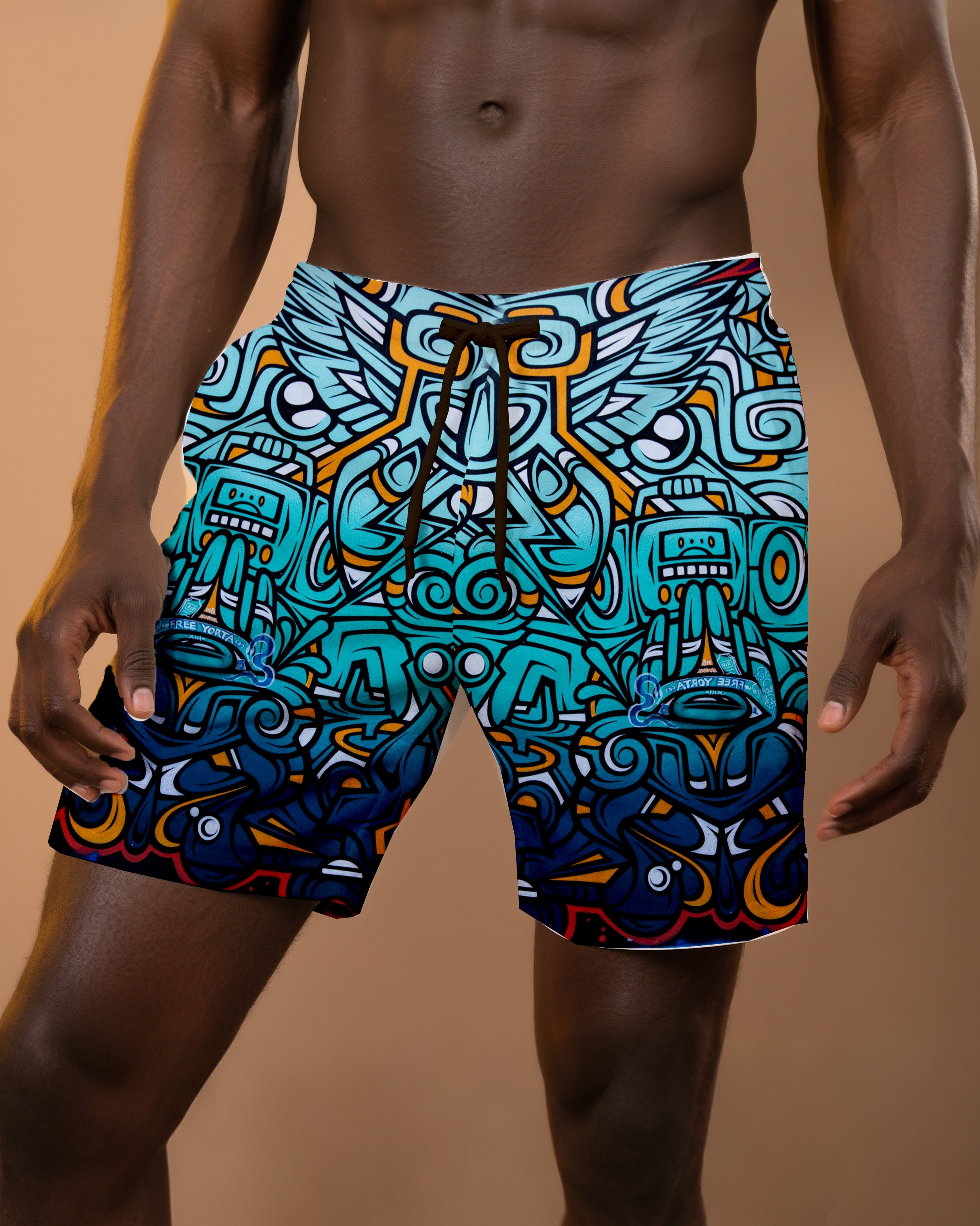 Big & Tall Gradient Graphic Vintage Shorts for big men