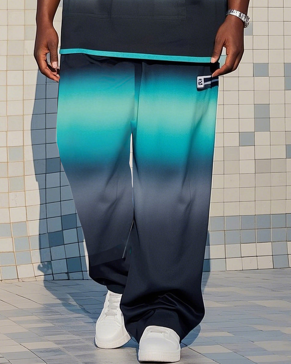 Big & Tall Black Blue Gradient Vest Pants Set for big men view 3