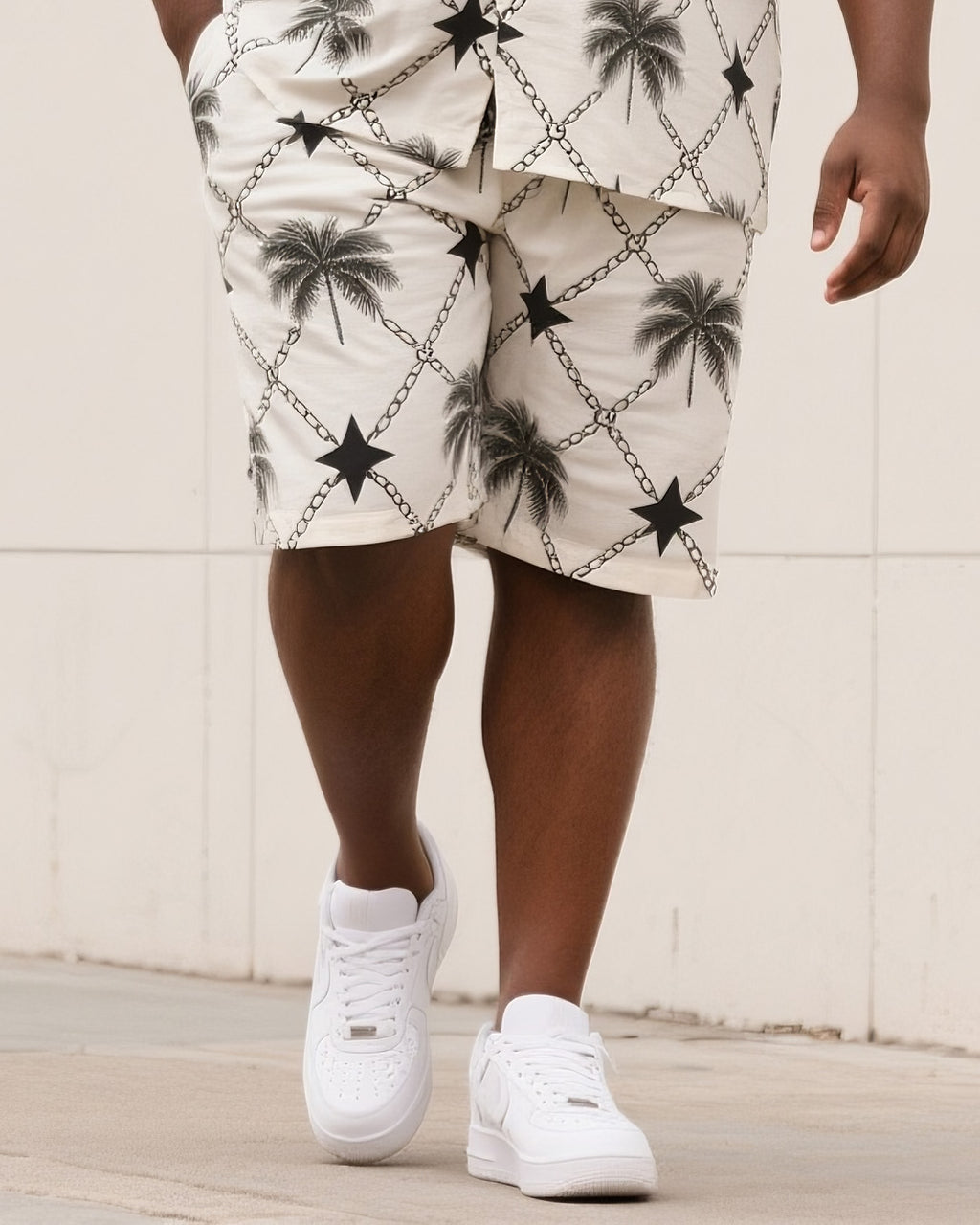 Big & Tall Tropical T-Shirt Shorts Set for big men view 3