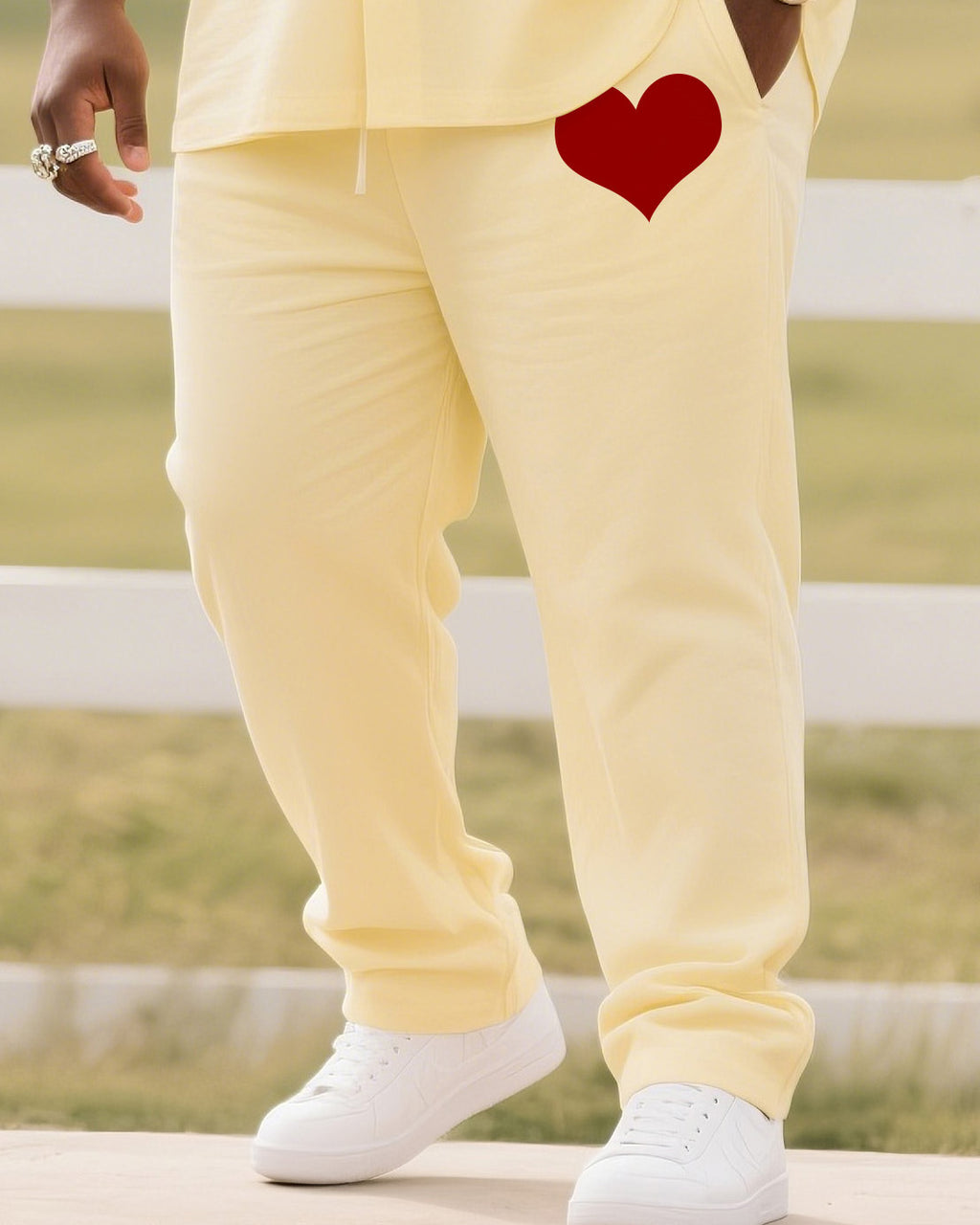 Big & Tall Red Vintage T-Shirt Pants Set for big men view 3