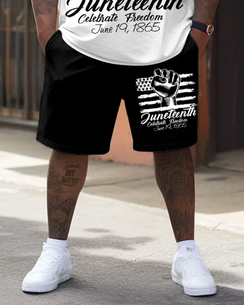 Big & Tall Juneteenth T-Shirt Shorts Set for big men view 4