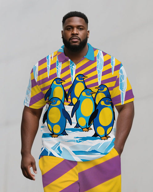 Big & Tall Striped Polo Shorts Set for big men view 2