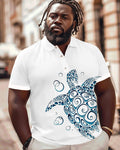 Big & Tall Black Graphic Polo Shirt for big men
