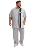 Big & Tall White Gray Colorblock T-Shirt Pants Set for big men view 1