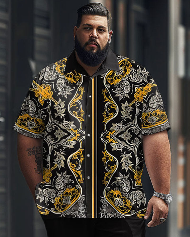 Big & Tall Yellow Geometric Business Casual Jeans for big men view 2