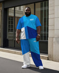 Big & Tall Colorblock Graphic T-Shirt Pants Set for big men view 1