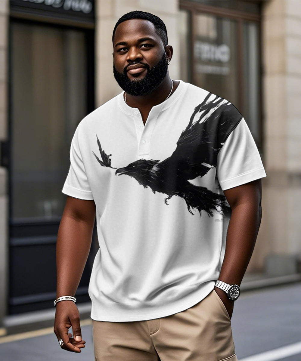 Big & Tall Black White Graphic T-Shirt for big men view 1