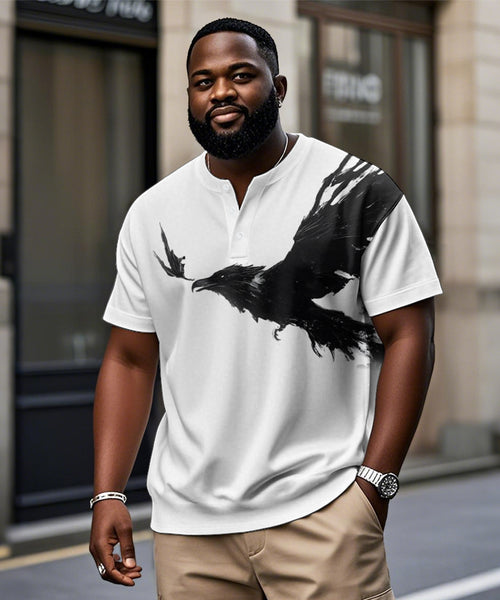 Big & Tall Black White Graphic T-Shirt for big men view 1