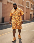 Big & Tall Geometric T-Shirt Shorts Set for big men view 1