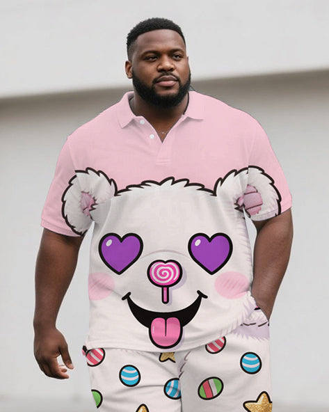Big & Tall Streetwear Polo Shorts Set for big men view 2