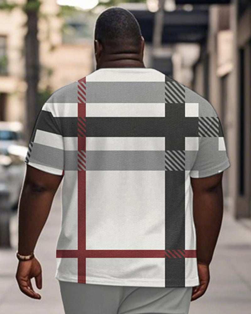 Big & Tall Gray Plaid Graphic T-Shirt for big men view 2