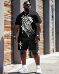 Big & Tall Graphic Streetwear Vintage Two-piece Set for big men view 1