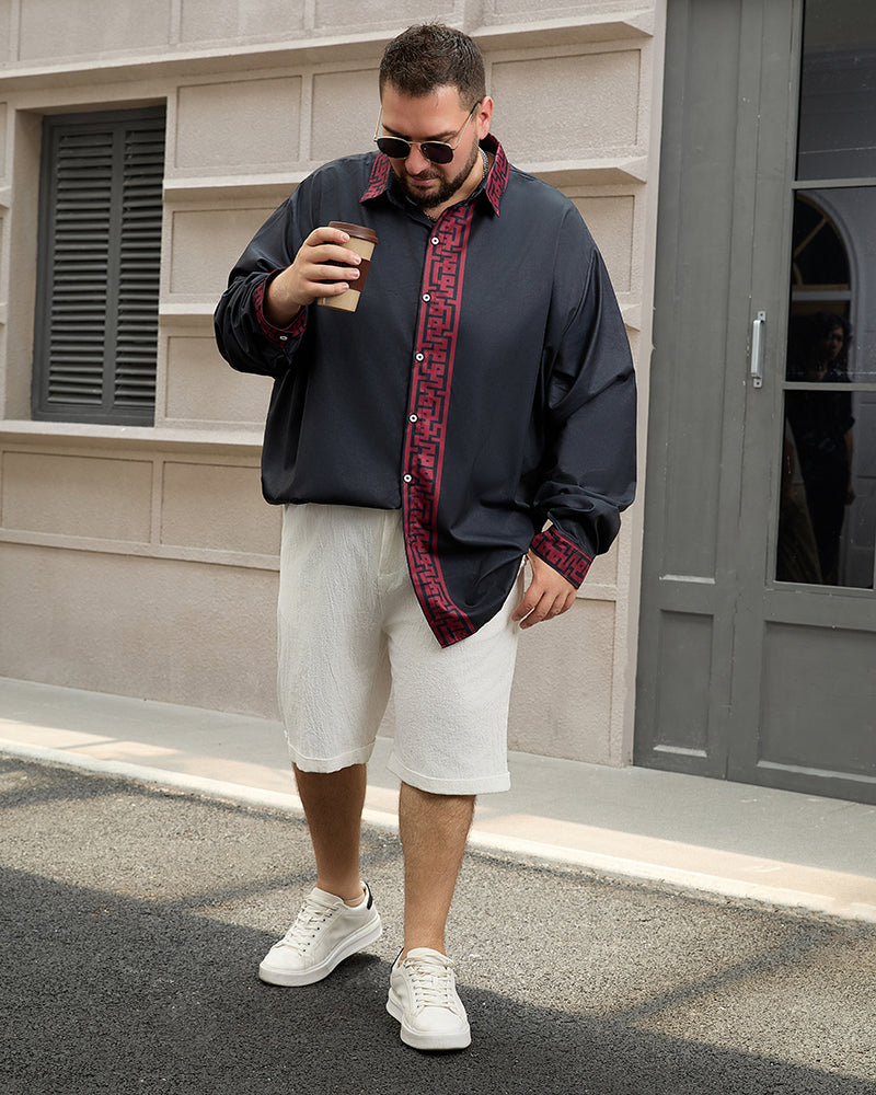 Big & Tall Business Casual Streetwear Shirt Pants Set for big men view 5