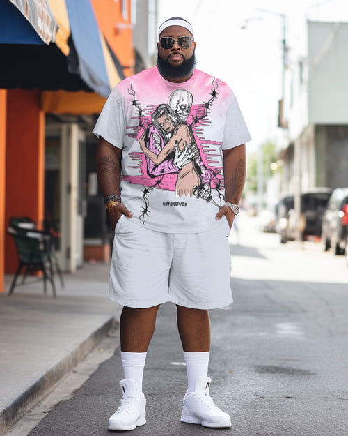 Big & Tall Skull T-Shirt Shorts Set for big men view 1