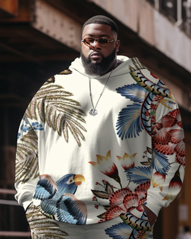 Big & Tall Floral Streetwear Hoodie Sweatpants Set for big men view 2
