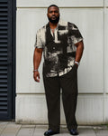 Big & Tall Khaki Business Casual T-Shirt Pants Set for big men view 1