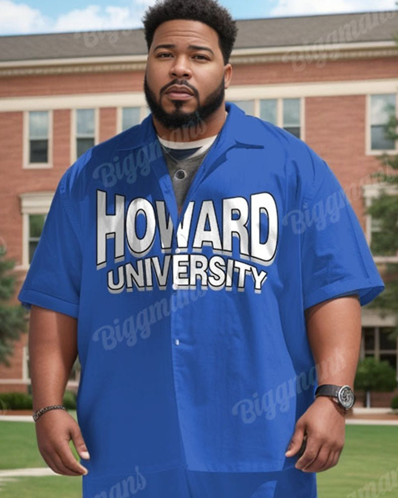 Big & Tall Blue Graphic T-Shirt Shorts Set for big men view 4