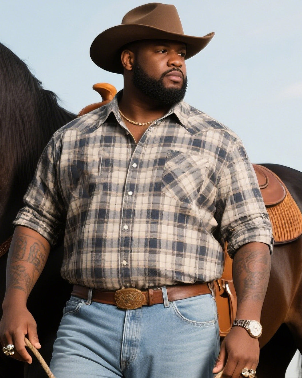 Big & Tall Gray Western Denim Jeans for big men view 2