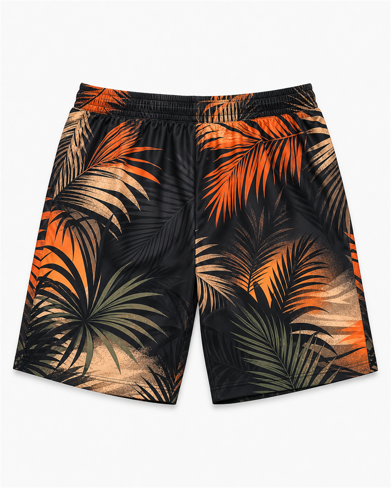 Big & Tall Tropical Graphic T-Shirt Shorts Set for big men view 3