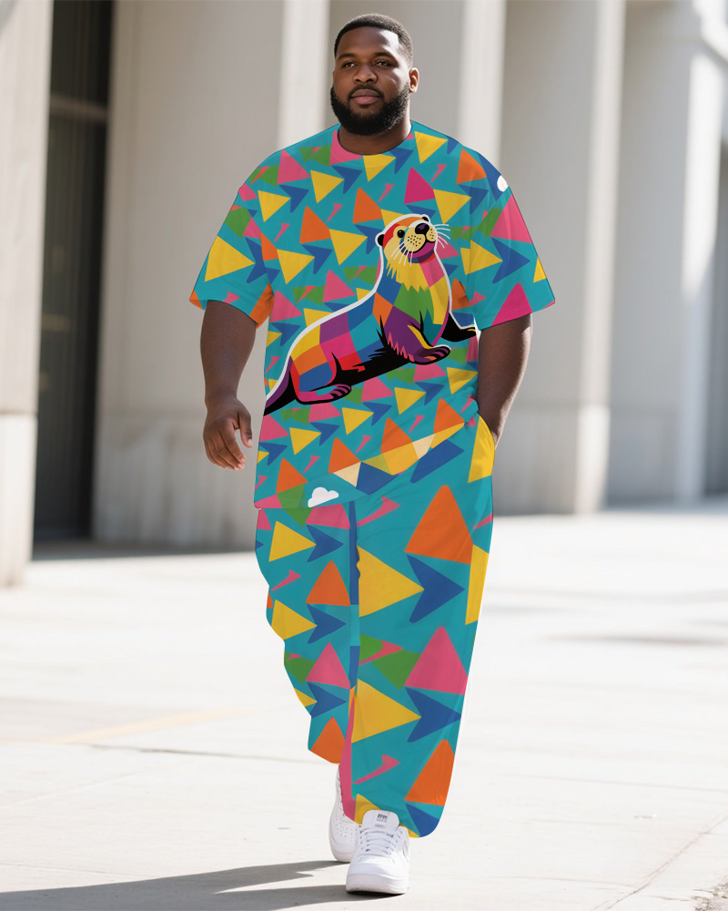 Big & Tall Streetwear T-Shirt Pants Set for big men view 1