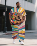 Big & Tall Streetwear T-Shirt Pants Set for big men view 1